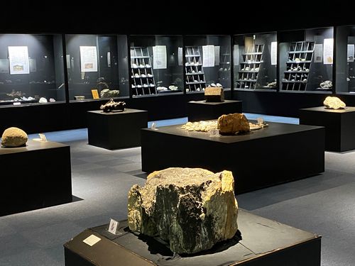 写真①「こまつの石」などを常設展示する小松市博物館